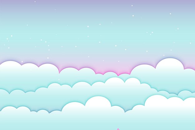 diseño de fondo de paisaje de nubes de dibujos animados de estilo papercut