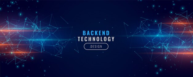 Diseño de fondo de partículas de concepto de tecnología de banner de back-end digital