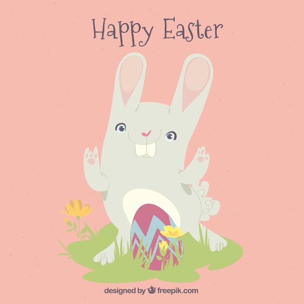 Diseño de fondo de pascua con conejo gracioso