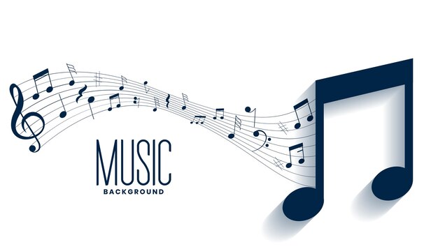 Diseño de fondo de pentagrama de notas musicales