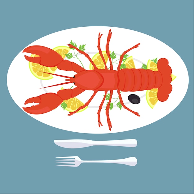 Diseño de fondo de plato de langosta