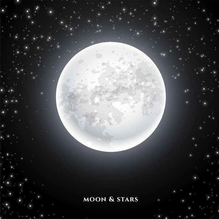 Vector gratuito diseño de fondo realista de luna llena y cielo estrellado nocturno