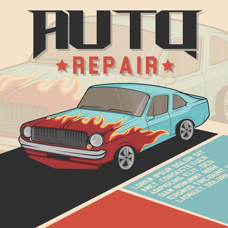 Vector gratuito diseño de fondo de reparación de automóviles