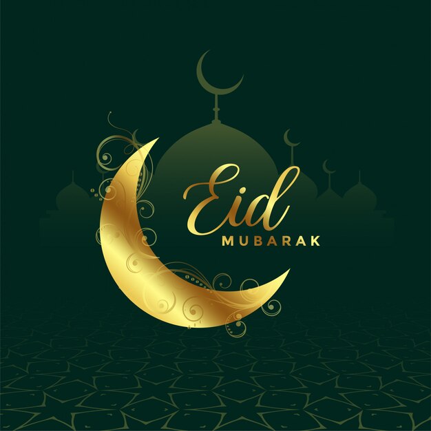 Diseño de fondo de saludo dorado de festival eid mubarak