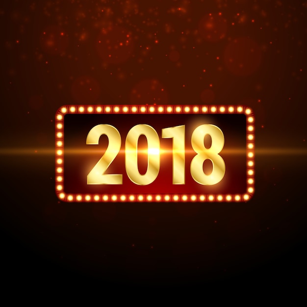 Vector gratuito diseño de fondo de saludo de feliz año nuevo 2018 brillante de oro