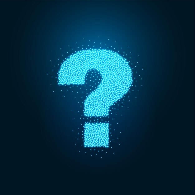 Diseño de fondo de signo de interrogación de estilo de partículas para consulta