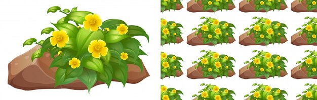 Diseño de fondo transparente con flores amarillas en piedra