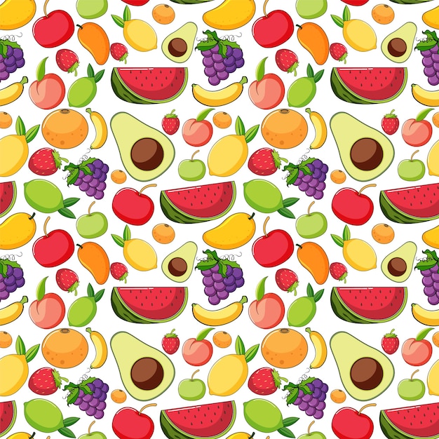 Diseño de fondo transparente con muchas frutas