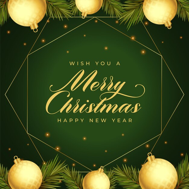Diseño de fondo verde feliz navidad realista