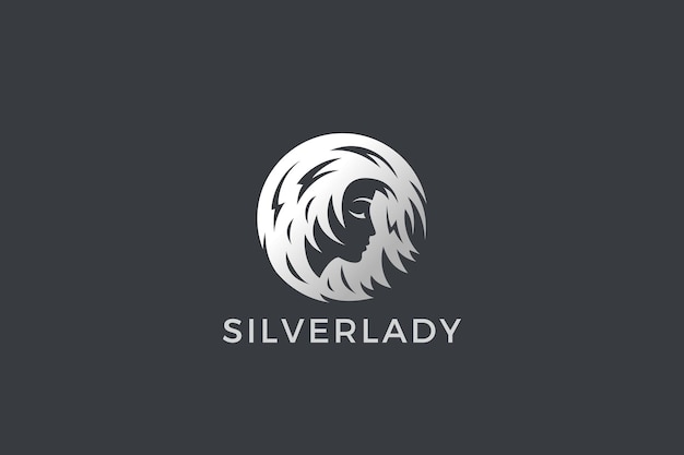 Diseño de la forma del círculo abstracto del logotipo de la muchacha de la mujer. Logotipo de Night Lady