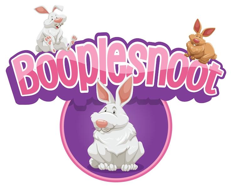 Vector gratuito diseño de fuente booplesnoot con un lindo personaje de dibujos animados de conejo