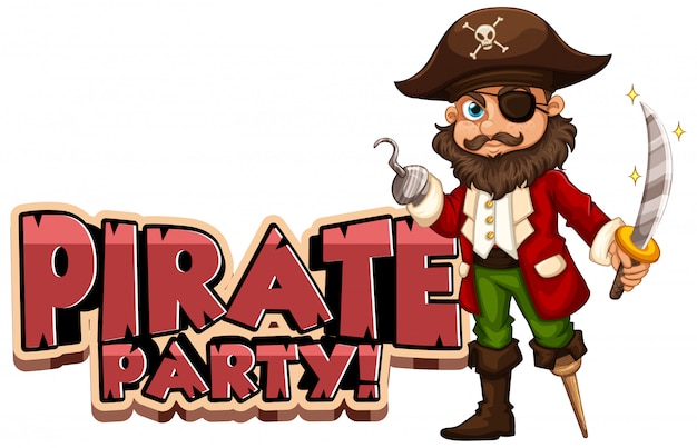 Diseño de fuente para fiesta pirata de palabra con capitán