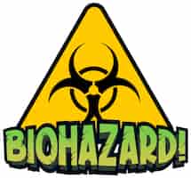 Vector gratuito diseño de fuente para palabra biohazard con letrero amarillo