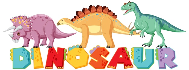Diseño de fuente para palabra dinosaurio.