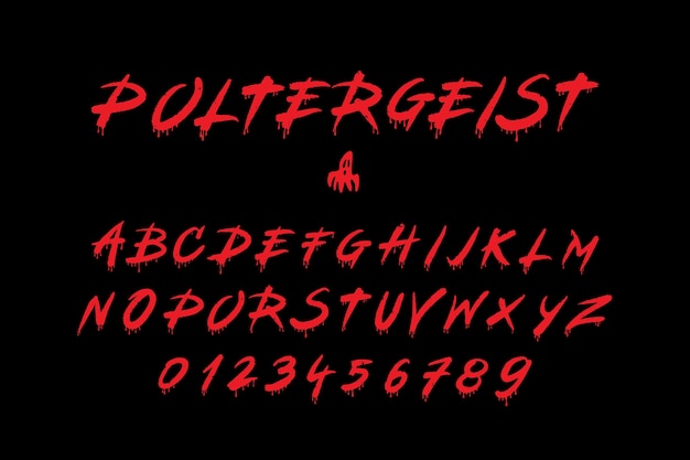 Diseño de fuente poltergeist sangriento dibujado a mano