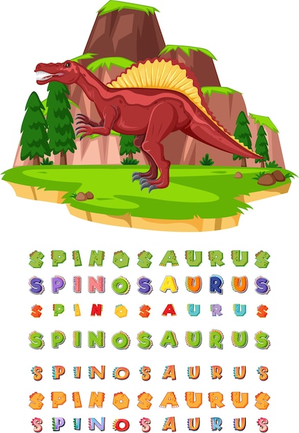 Diseño de fuente para spinosaurus en el campo.