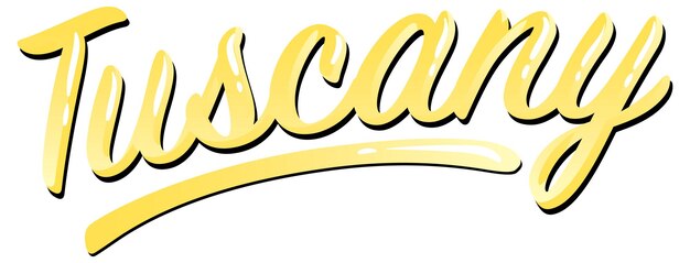 Diseño de fuente para la Toscana en amarillo.