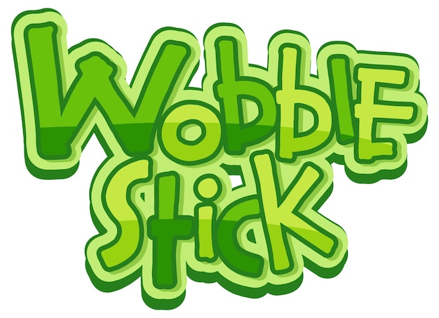 Diseño de fuente Wobble Stick en estilo de dibujos animados aislado sobre fondo blanco.