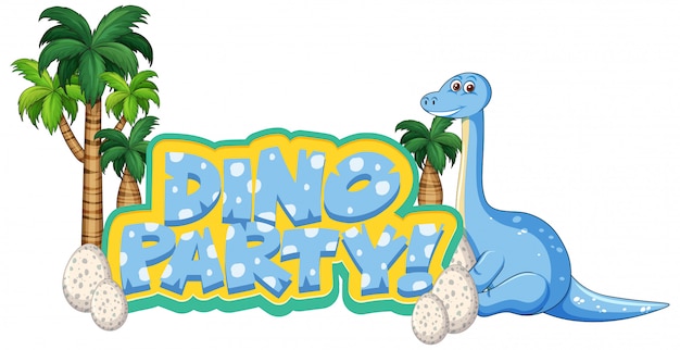 Vector gratuito diseño de fuente para word dino party con apatosaurus y egss