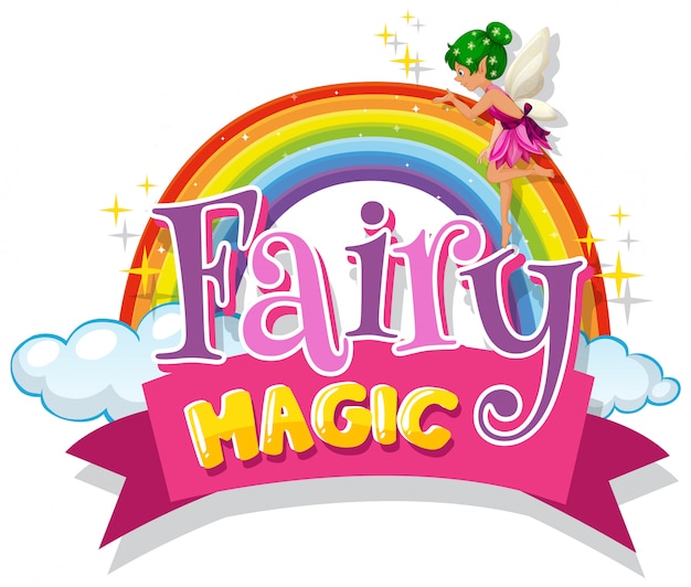 Diseño de fuente para word fairy magic con fairy flying