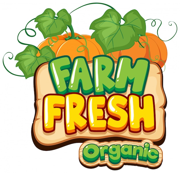 Vector gratuito diseño de fuente para word fresh farm con calabazas