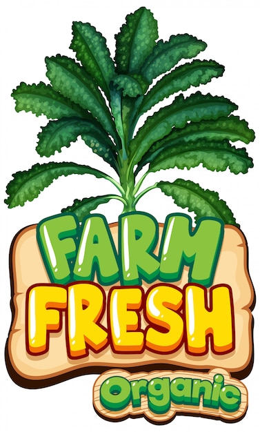 Vector gratuito diseño de fuente para word fresh farm con col rizada verde