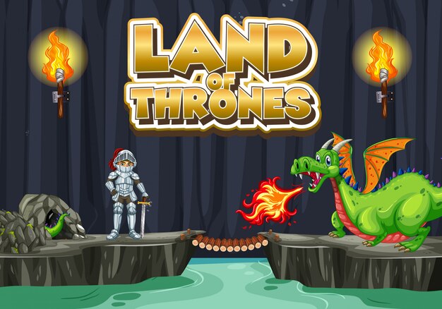 Diseño de fuente para word land of thrones with king
