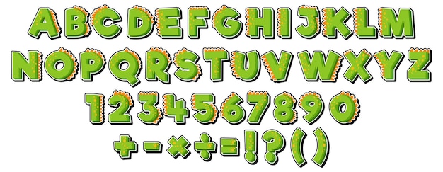 Diseño de fuentes para alfabetos y números en inglés