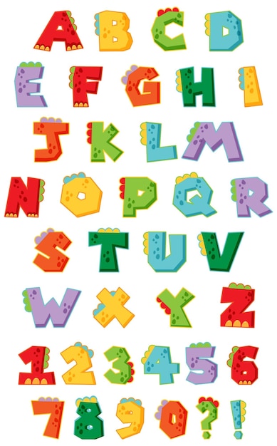 Vector gratuito diseño de fuentes para alfabetos y números ingleses.