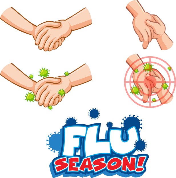 Diseño de fuentes de la temporada de gripe con virus que se propagan a partir de un apretón de manos en blanco