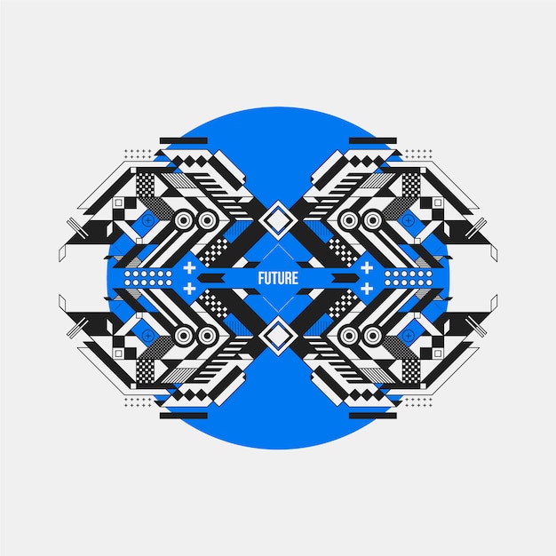 Diseño futurista sobre óvalo azul