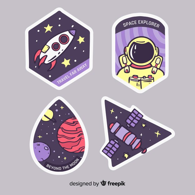 Diseño de galaxia con colección de pegatinas