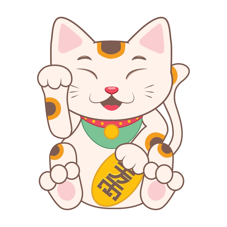 Vector gratuito diseño de gato chino a color