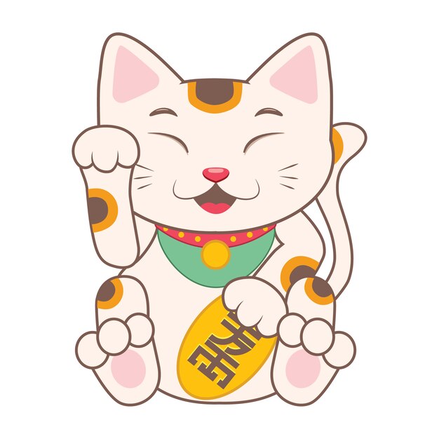 Diseño de gato chino a color