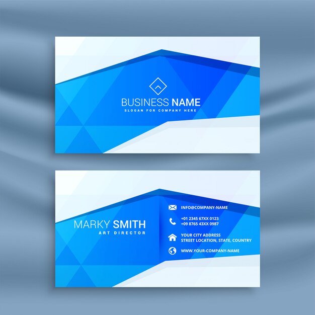 Diseño geométrico azul abstracto de la tarjeta de visita