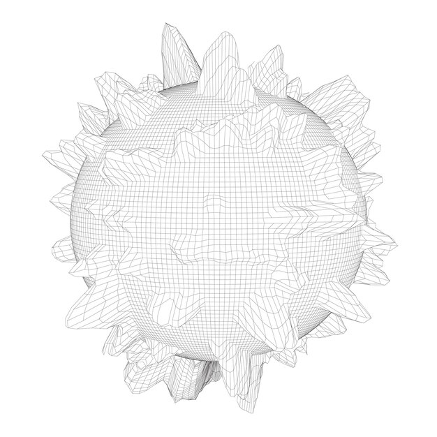 Diseño de globo de estructura metálica abstracta sobre un fondo blanco