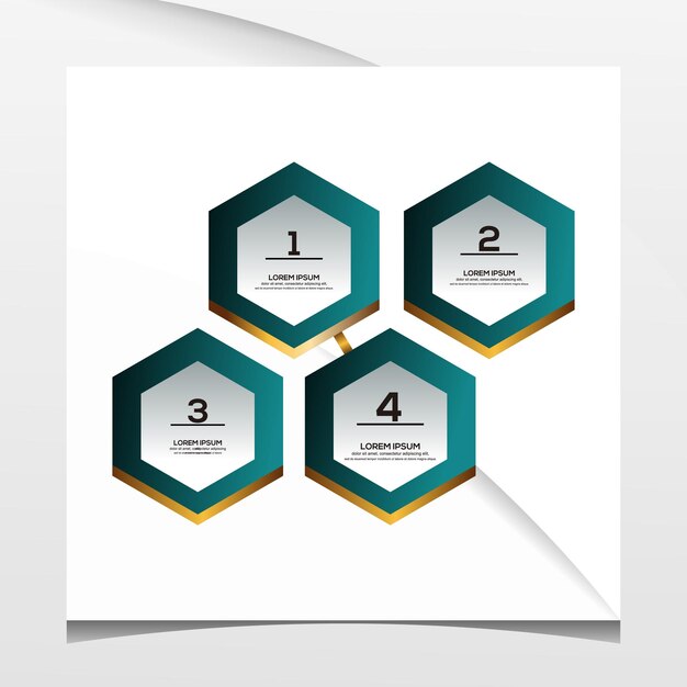 Diseño de gradiente de lujo de hexágono infográfico