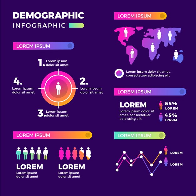 diseño de gráfico demográfico degradado