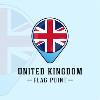 Diseño gráfico del icono de la plantilla de la ilustración del vector del logotipo del reino unido del punto de la bandera. mapas ubicación gran bretaña signo o símbolo