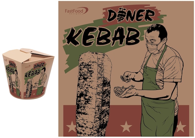 Diseño gráfico de la portada para doner kebab
