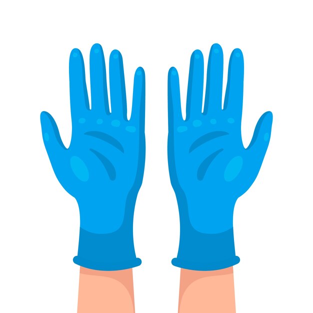 Diseño de guantes médicos azules