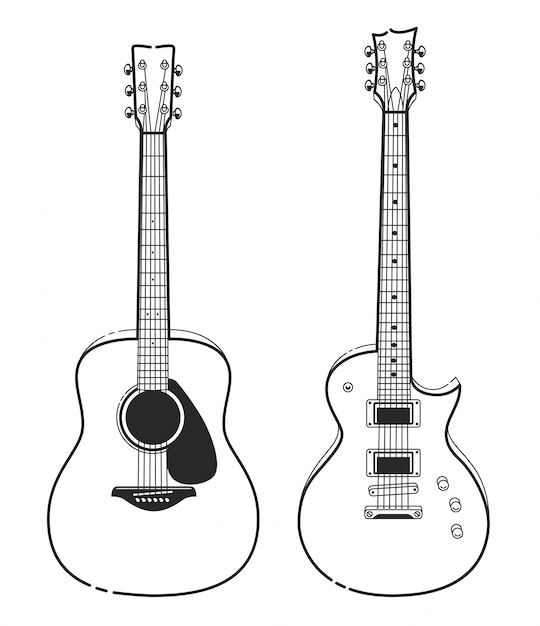 diseño de guitarra dibujado a mano