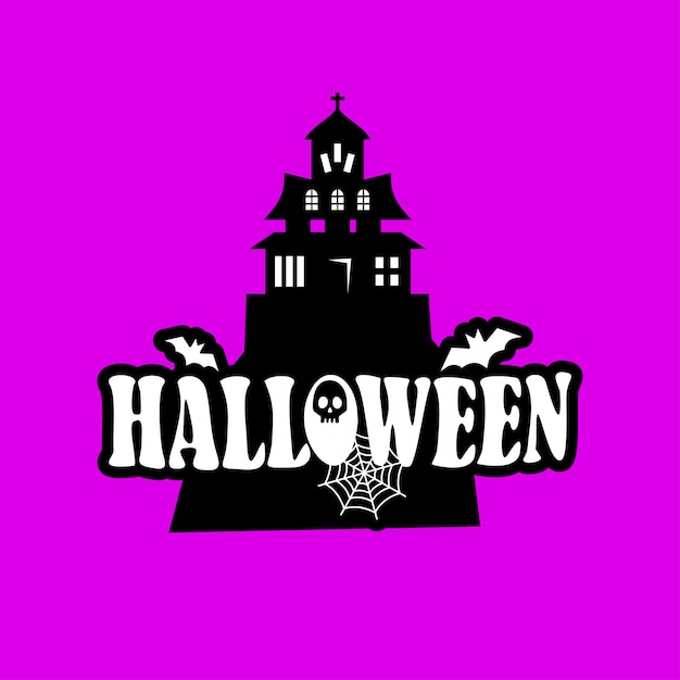 Diseño de Halloween con tipografía y vector de fondo claro