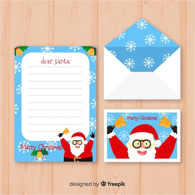 Vector gratuito diseño de hermosa carta y sobre de navidad