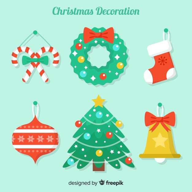 Diseño hermoso de decoración de navidad flat