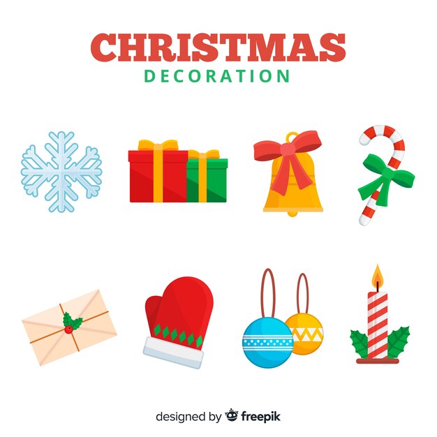Diseño hermoso de decoración de navidad flat