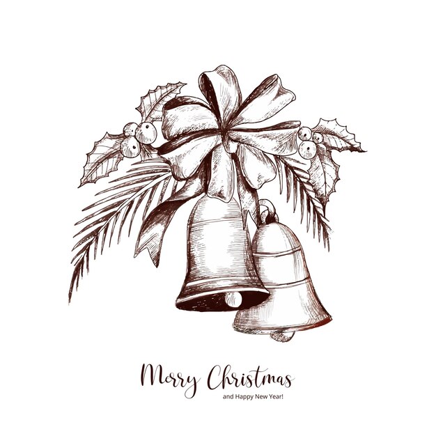 Diseño hermoso de los elementos del bosquejo del ornamento de las campanas de la Navidad