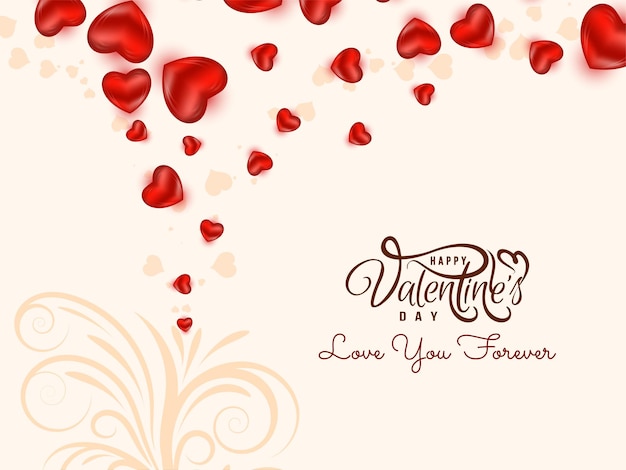 Vector gratuito diseño hermoso del fondo de los corazones del día de tarjeta del día de san valentín feliz