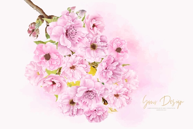 diseño hermoso del fondo de la flor de cerezo de la acuarela