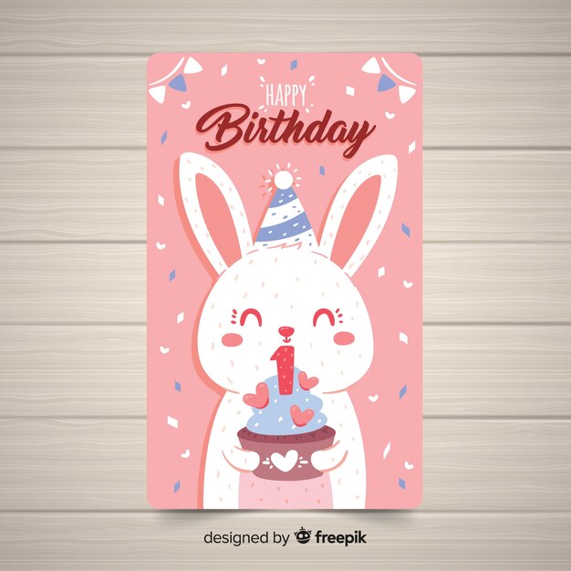 Diseño hermoso de tarjeta del primer cumpleaños